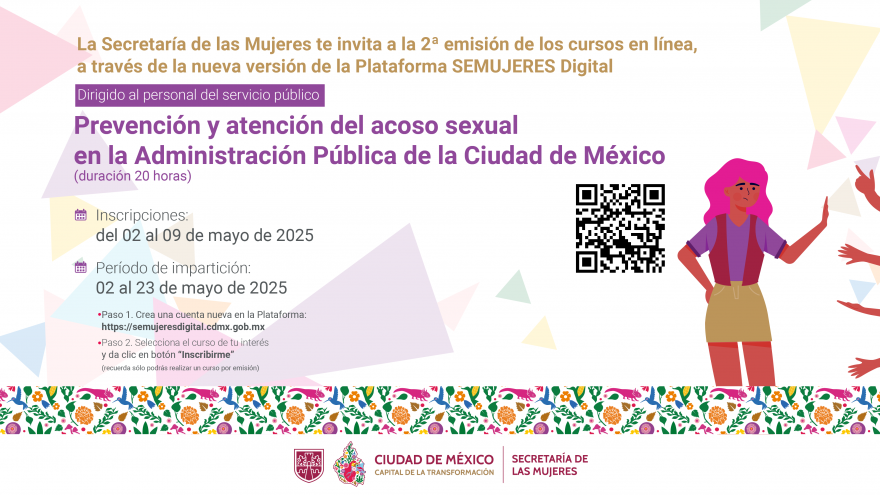 2ª emisión de los cursos en línea en la Plataforma SEMUJERES Digital.