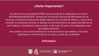 Aviso a la comunidad del IEMS